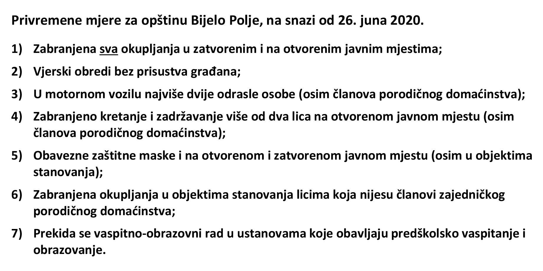mjere bijelo polje