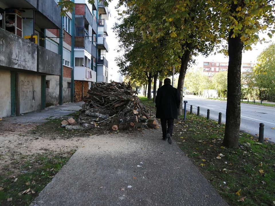 Čitaoci šalju: Drva na trotoaru