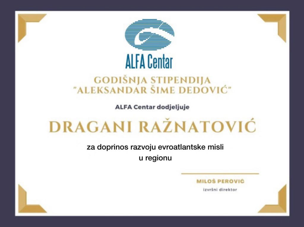 Dragana Ražnatović dobitnica godišnje stipendije “Aleksandar Šime Dedović”
