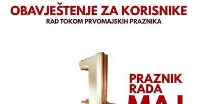 Sportski centar Nikšić, neradni dani Prvi maj, radno vrijeme Sportski centar, bazen Nikšić, restoran Nikšić, praznici Nikšić
