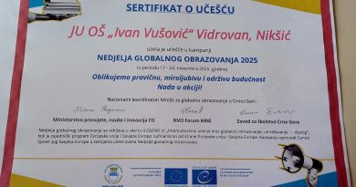 Nedjelja globalnog obrazovanja, OŠ Ivan Vušović, obrazovanje Crna Gora, globalno obrazovanje, školske aktivnosti, priznanje škola