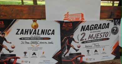 Prva srednja stručna škola Nikšić, tekbol, Pavle Musikić, Miloš Mrvošević, sport Nikšić, školsko takmičenje, teqball, učenici Nikšić