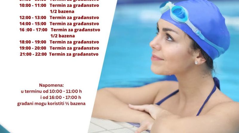 Objavljen raspored termina za građanstvo na bazenu u Nikšiću Objavljen raspored termina za građanstvo na bazenu u Nikšiću