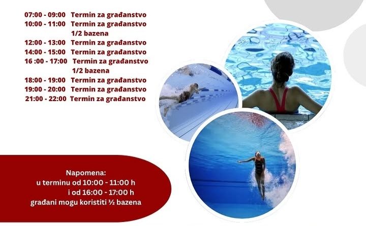 Radno vrijeme bazena u Nikšiću za 07. maj 2026. godine