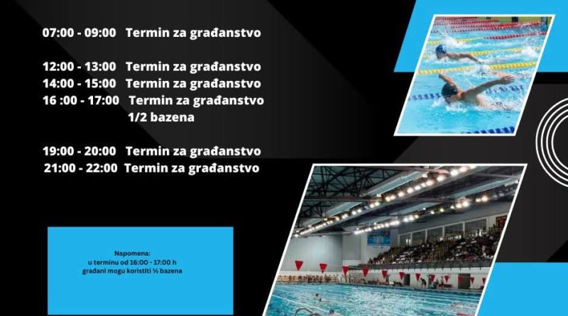 Raspored termina za građanstvo na nikšićkom bazenu za 8. jul 2026. godine