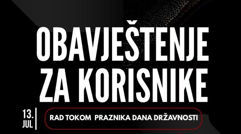 Sportski centar Nikšić zatvoren za praznike