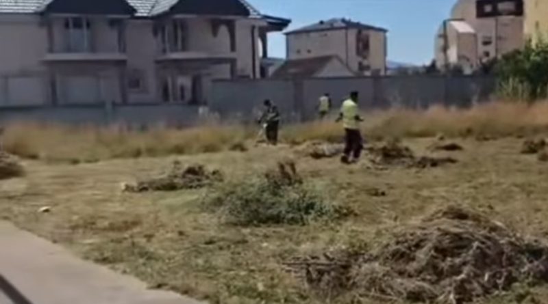 Radnici kose travu kod Bistričkog doma u Nikšiću