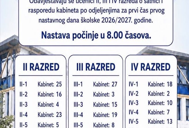 Gimnazija „Stojan Cerović“ objavila raspored za početak nastave