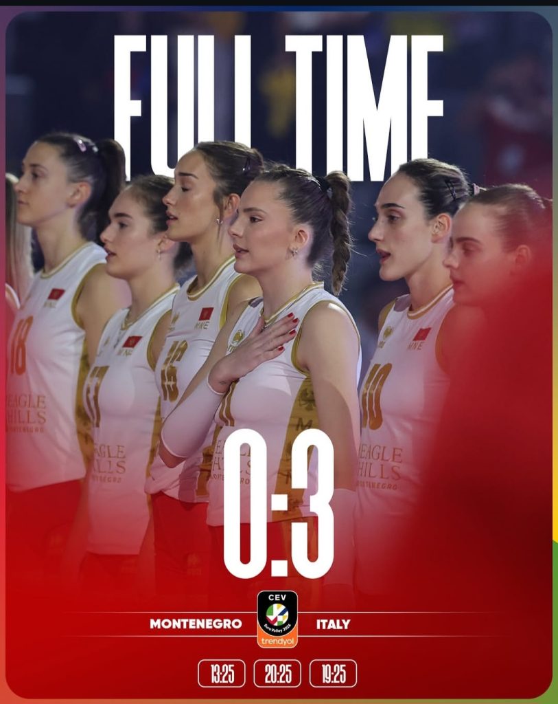 Odbojkašice Crne Gore tokom meča protiv Italije na Evropskom prvenstvu